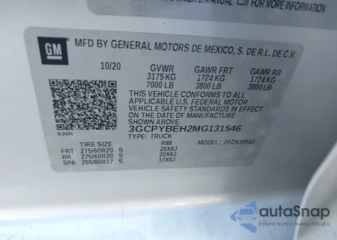 2021 Chevrolet Silverado 1500 4Wd Short Bed Custom from USA, damaged, VIN 3GCPYBEH2MG131546